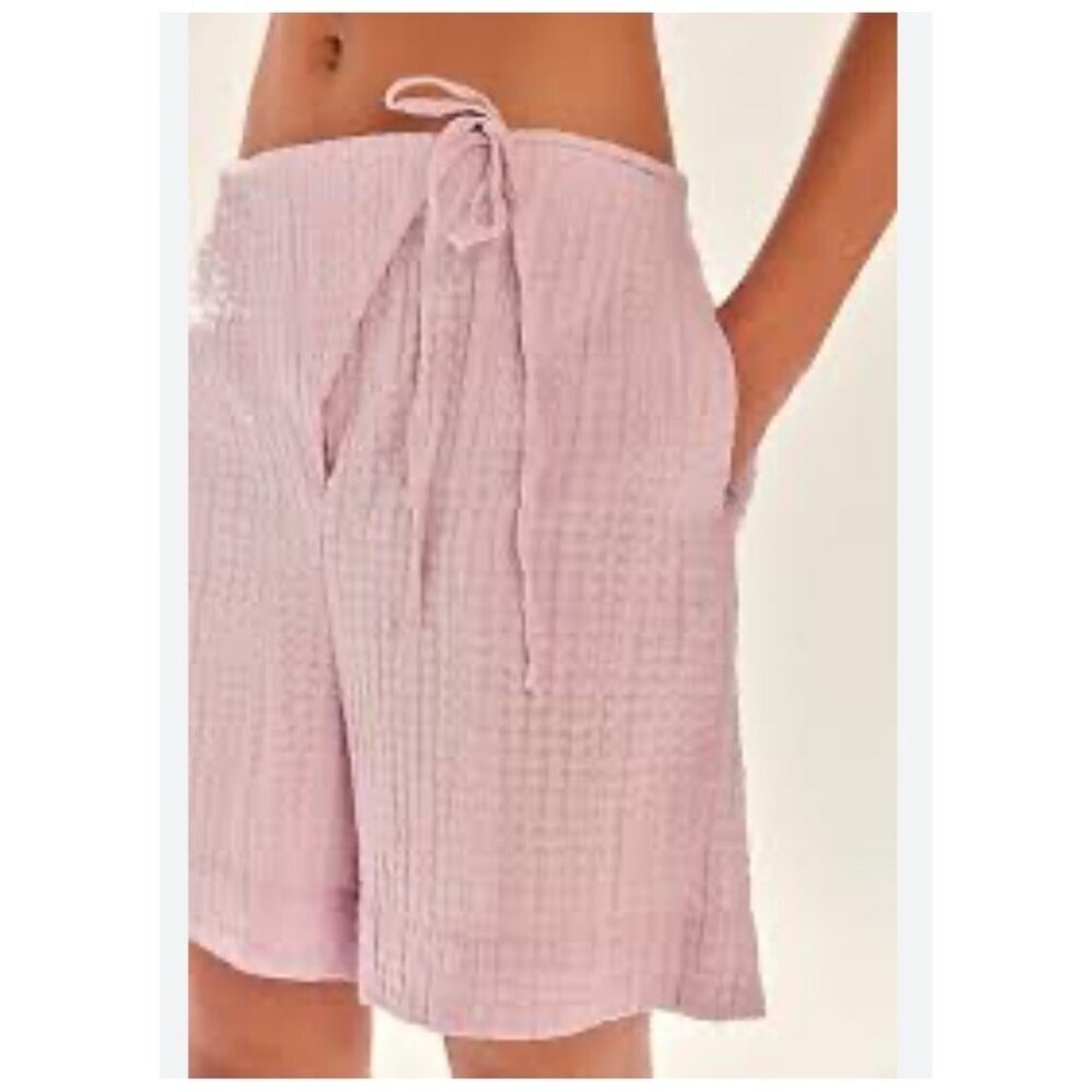 Free-est Size M Check Wrap Around Shorts Pink/Rose Free People High Rise - Picture 3 of 16